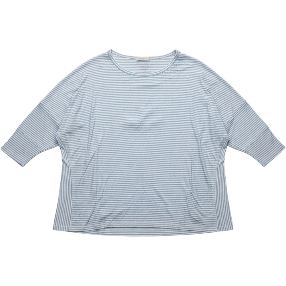 Any Body Shirt Womens XL Blue Scoop Neck 3/4 Sleeve Stripe Jersey Basic Top